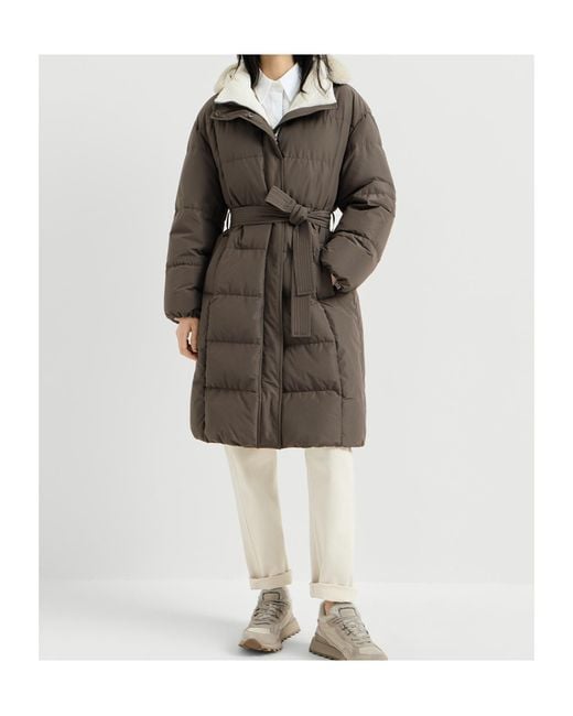 Brunello Cucinelli Brown Long-Sleeved Down Jacket