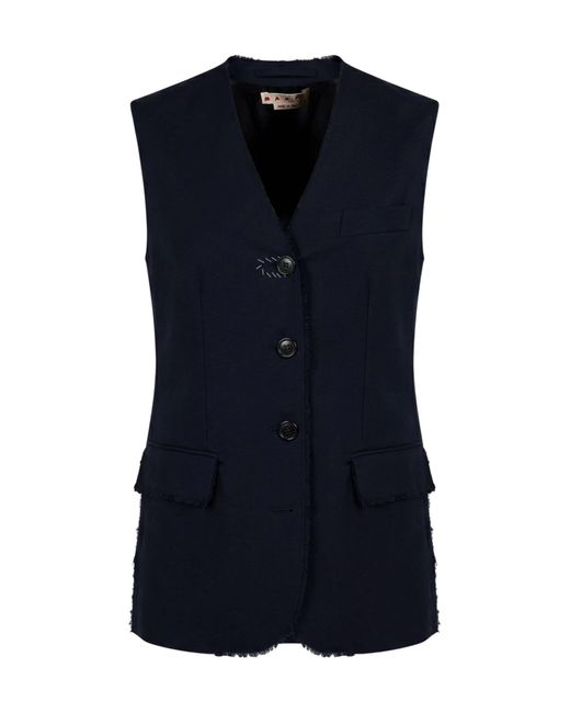 Marni Blue Midnight Tailored Vest Virgin Wool