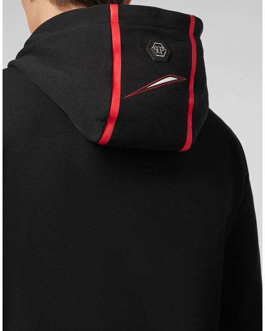 Philipp Plein Black Logo Details Hooded Hoodie for men