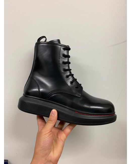 McQueen Black Hybrid Lace-Up Ankle Boots