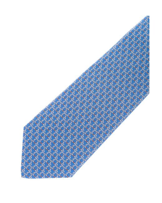 Ferragamo Blue Jacquard Logo Tie for men
