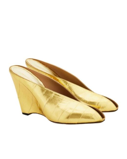 Ferragamo Natural Ferragamo Open-Toe Wedge Mules