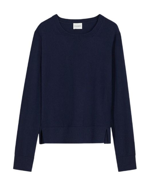 Closed Blue Long-Sleeve Crew-Neck Sweater