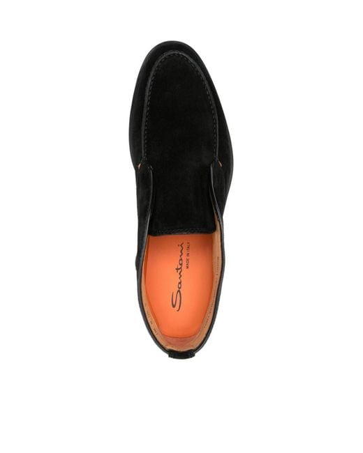Santoni Black Round-Head Short Boots for men