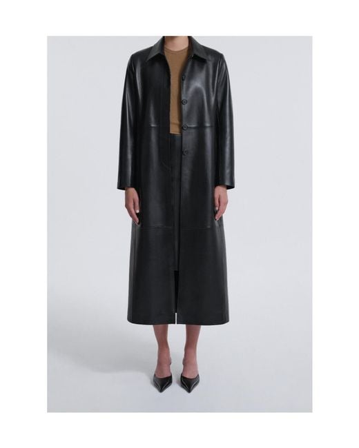Nour Hammour Black Gotham Sleek Leather Coat