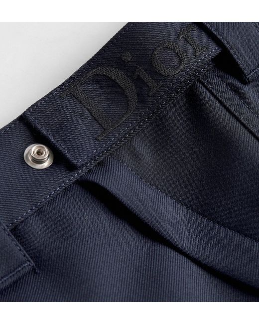Dior Blue Cargo Pants With Embroidery for men