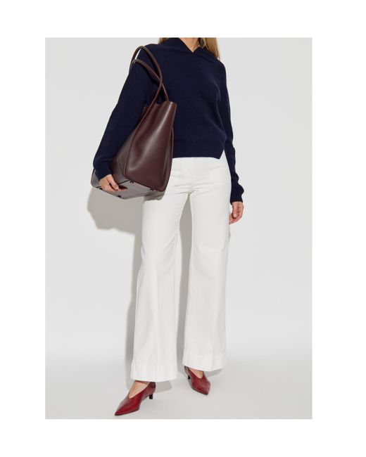 Victoria Beckham Blue Long Sleeve V-Neck Jumper