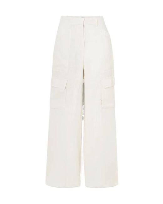 LoveShackFancy White Straight-Leg Cargo Pants