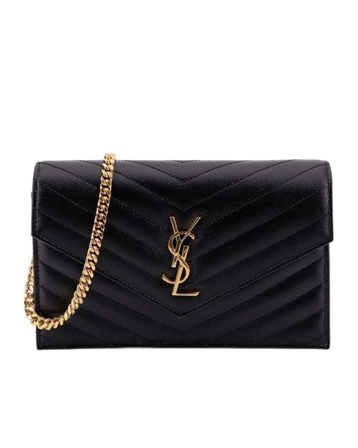 Saint Laurent Black Cassandre Envelope Chain Wallet