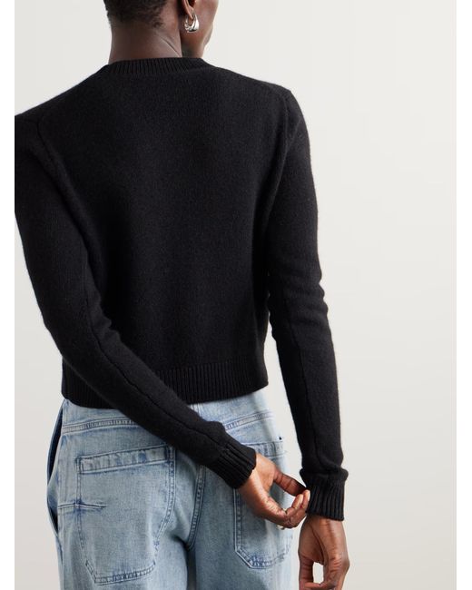 The Elder Statesman Black Cropped Cashmere Sweater