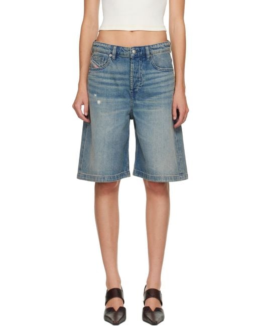 DIESEL Blue De-Sire Light-Wash Denim Shorts