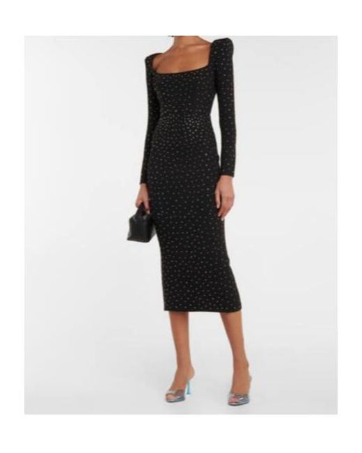 Alex Perry Black Tiernan Embellished Crêpe Midi Dress