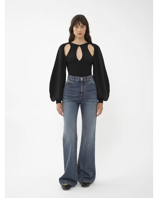 Chloé Black Hollow Wool Sweater