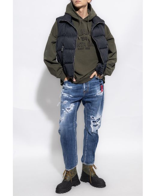 DSquared² Blue Logo Patch Distressed Jeans for men