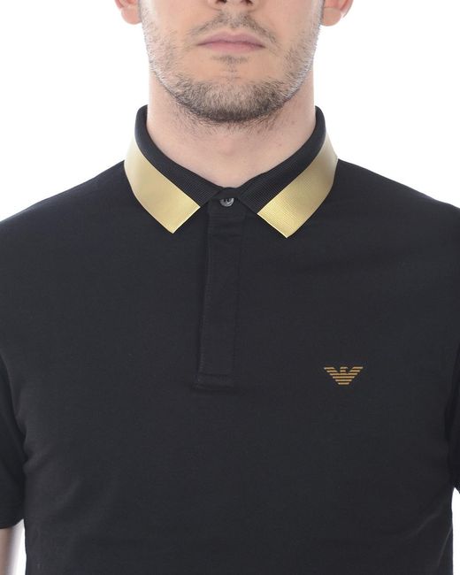 Emporio Armani Black Logo Slim Polo Shirt for men