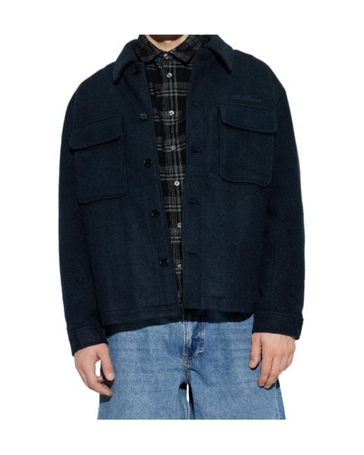 AllSaints Blue Cayson Patch-Pocket Jacket for men