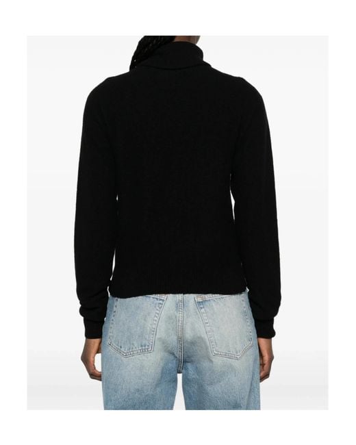 Baserange Black High-Neck Ribbed Sweater