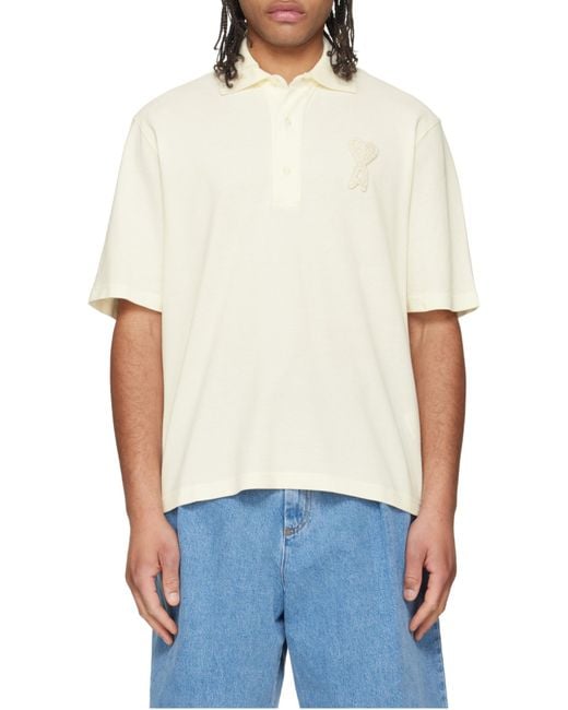 AMI White Ami Ami De Coeur Short-Sleeved Polo Shirt for men
