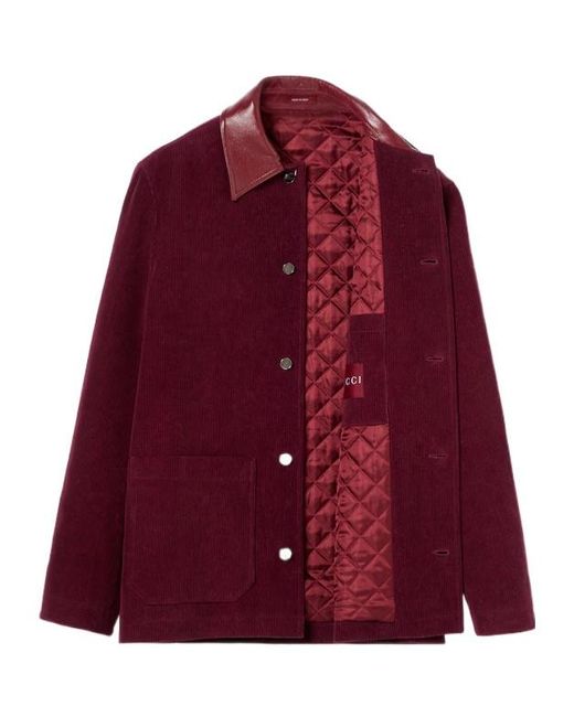 Gucci Velvet Corduroy Jacket With Double G in Red for Men | Lyst