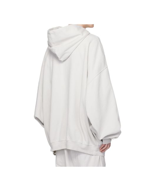 Rick Owens White Long-Sleeved Hoodie for men