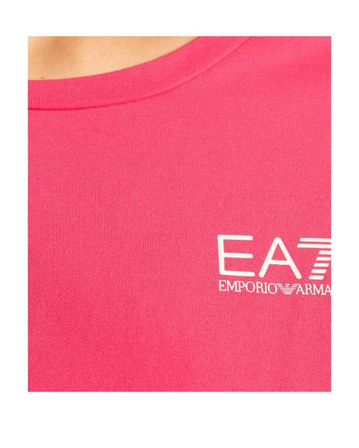Emporio Armani Pink Logo-Print Cotton T-Shirt