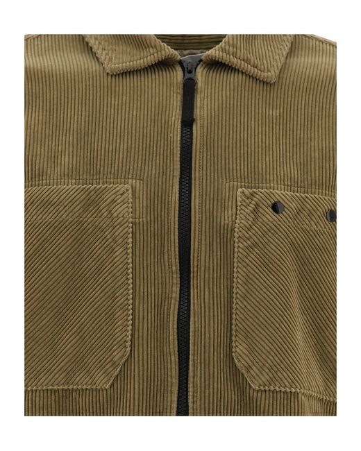 Stone Island Green Logo Patch Corduroy Overshirt for men