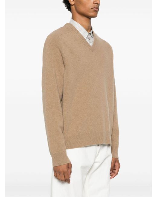 Maison Margiela Natural Four-Stitch V-Neck Jumper for men