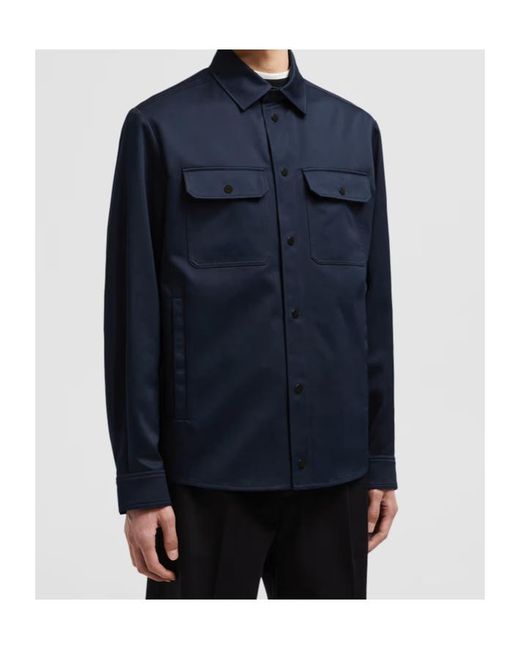 Moncler Blue Collared Long-Sleeve Shirt for men