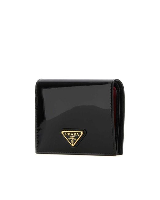 Prada Black Logo Plaque Bi-Fold Wallet