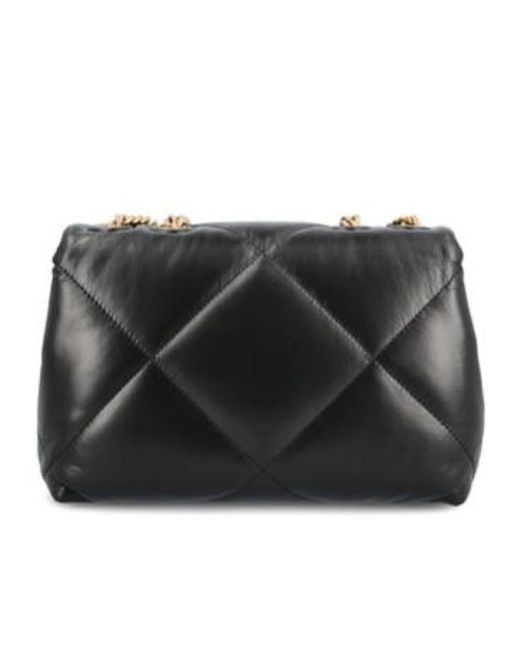 Tory Burch Black Logo Embellished Diamond Quilted Crossbody Bag
