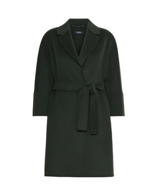 Max Mara Green Short Double-Faced Wool Coat