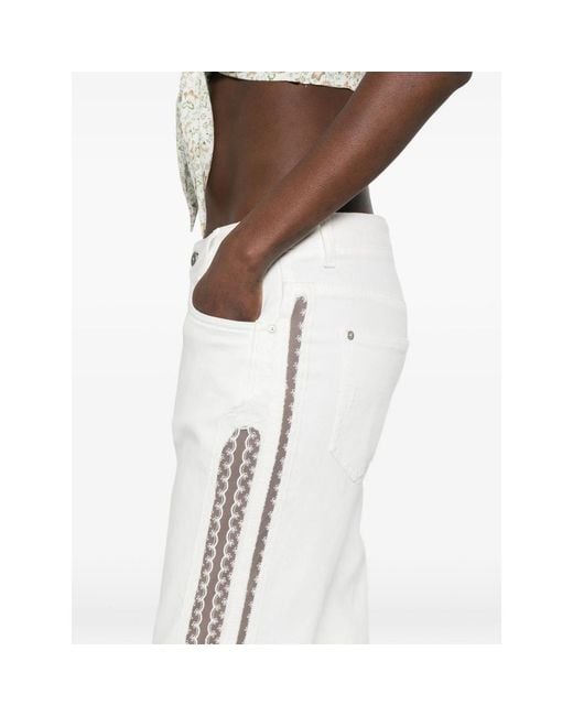 Ermanno Scervino White Lace-Trim Jeans