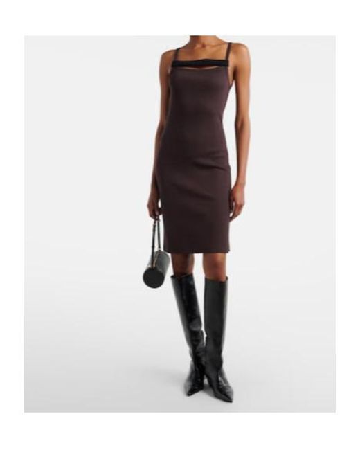 Courreges Purple Ribbed-Knit Cotton Jersey Midi Dress