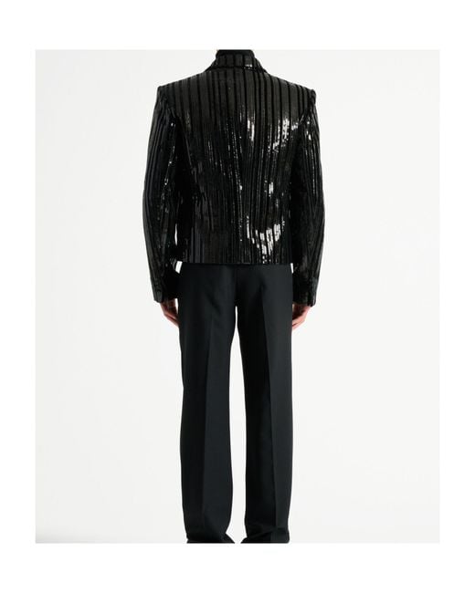 Balmain Black Striped Sequin Blazer for men