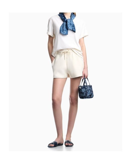 Emporio Armani Blue Pima Jersey T-Shirt With Foulard Collar