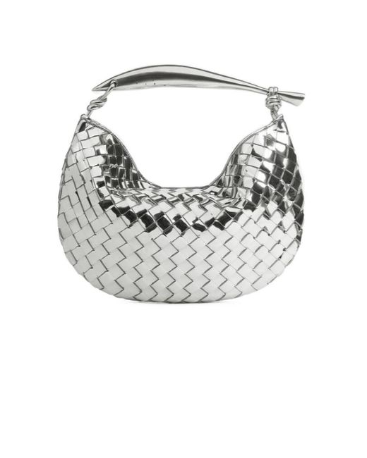 Bottega Veneta Gray Woven Detail Small Handbag