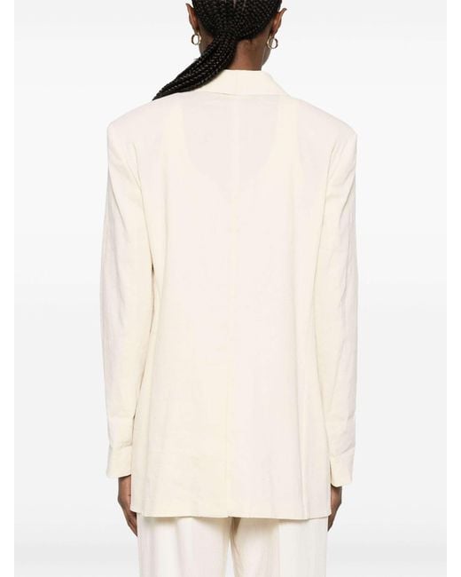 Theory White Shawl-Lapels Single-Breasted Blazer