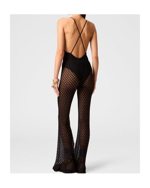 Missoni Black Sheer Patterned Knitted Trousers