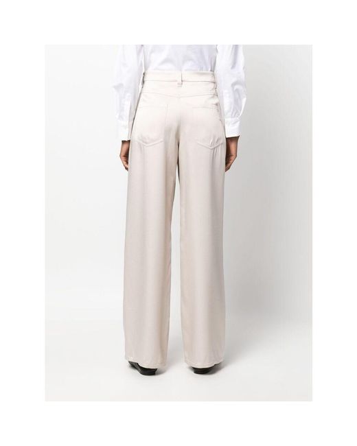 Brunello Cucinelli White High-Waisted Wide-Leg Trousers