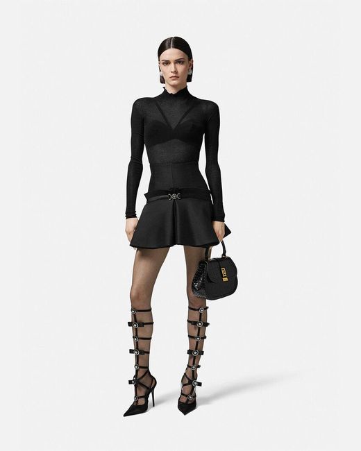 Versace Black Pleated Bustier Top