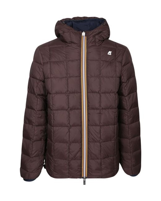 K-Way Blue Reversible Logo-Appliqué Down Jacket for men