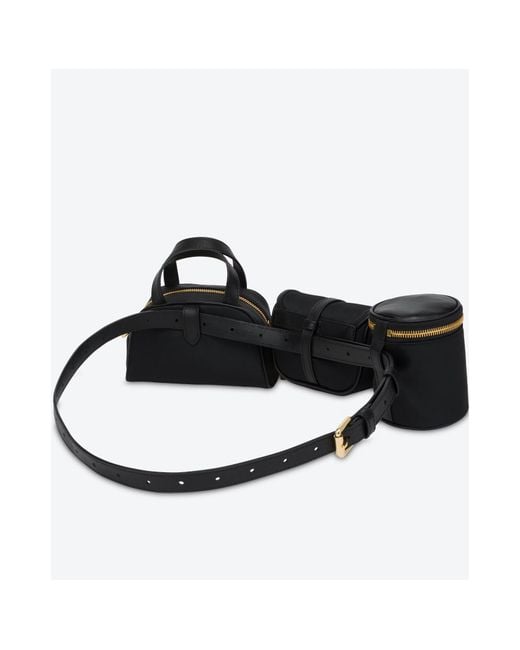 Moschino Black Logo-Lettering Belt Bags
