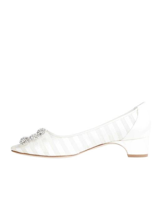 Manolo Blahnik White Pointed-Toe High Heels