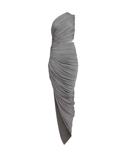Alaïa Gray Cut-Out Draped Stretch-Woven Maxi Dress