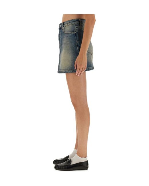 Moschino Blue Jeans Logo Patch Denim Mini Skirt