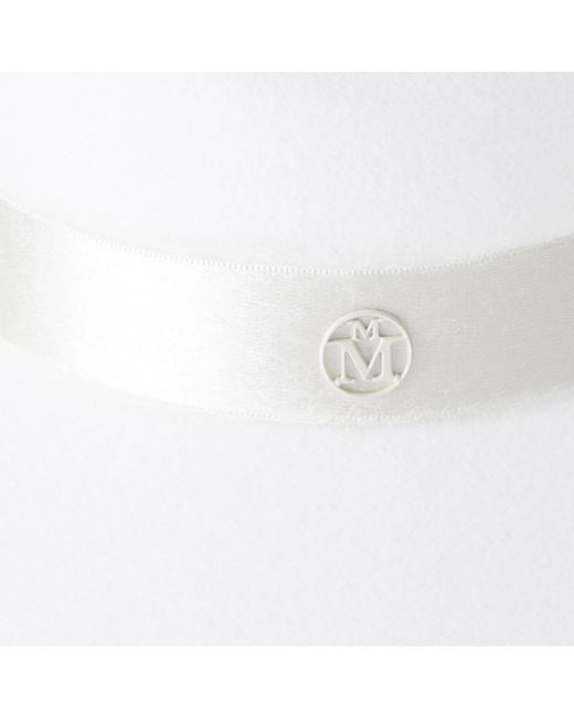 Maison Michel White Logo Plaque Hat