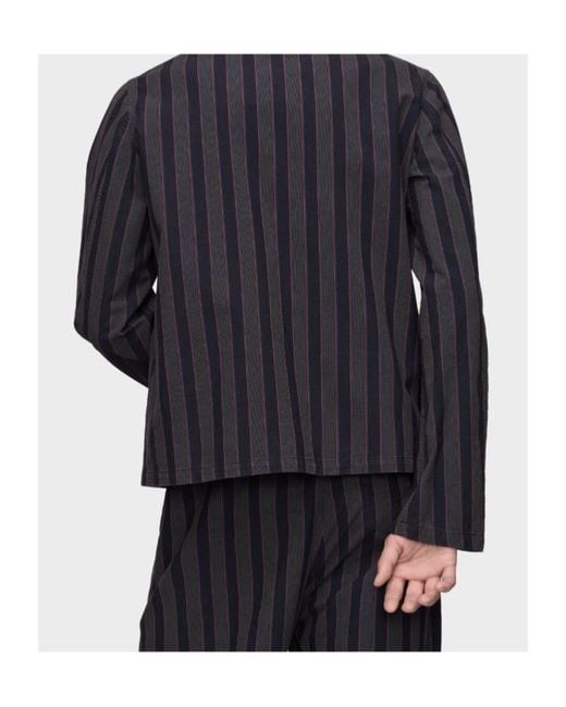 Maison Margiela Blue Long Sleeve Striped Pattern Shirt for men