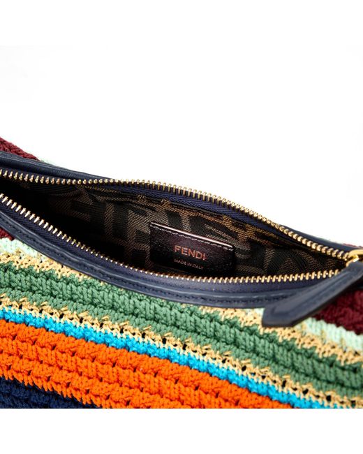 Fendi Blue Crochet Hobo Bag