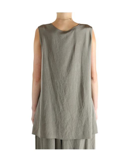 Y's Yohji Yamamoto Gray Ruffled Square-Neck Top
