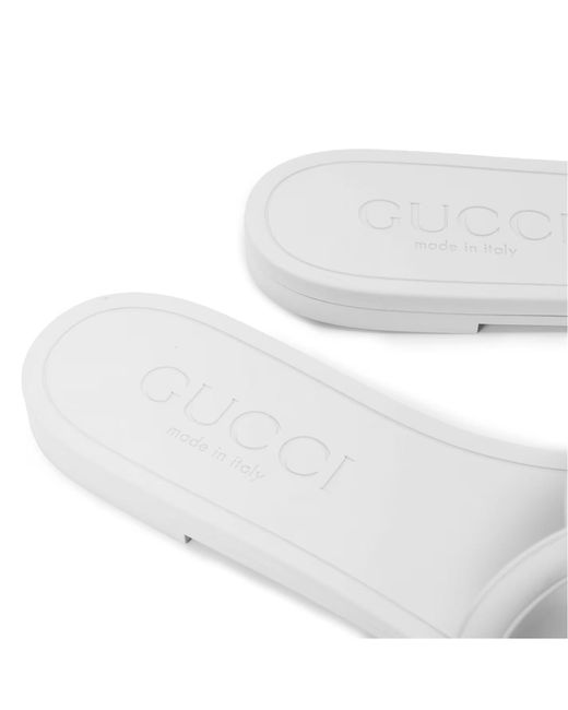 Gucci White Logo Slippers